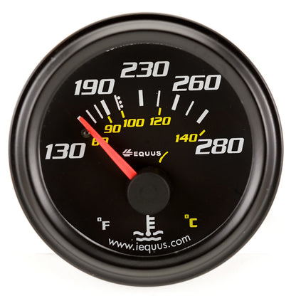 2.0 Dia Water Temp Gauge Black 130-280
