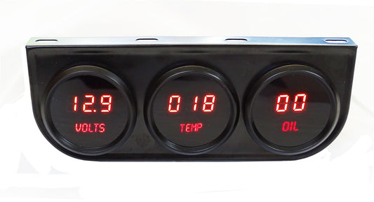 2-1/16 LED Digital Panel 3-Gauge - Black Finish