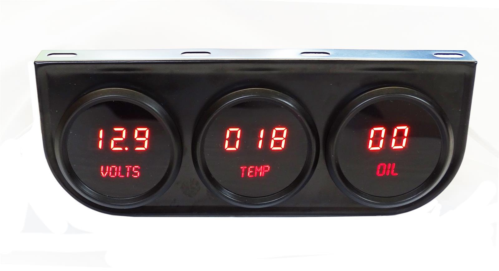 2-1/16 LED Digital Panel 3-Gauge - Black Finish