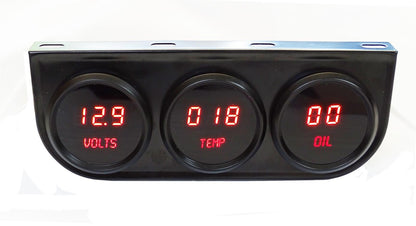 2-1/16 LED Digital Panel 3-Gauge - Black Finish