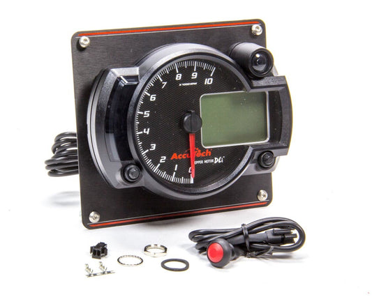 Tach 4in Data Logging Blk w/Blk Alum Panel - Hidden Performance Racing