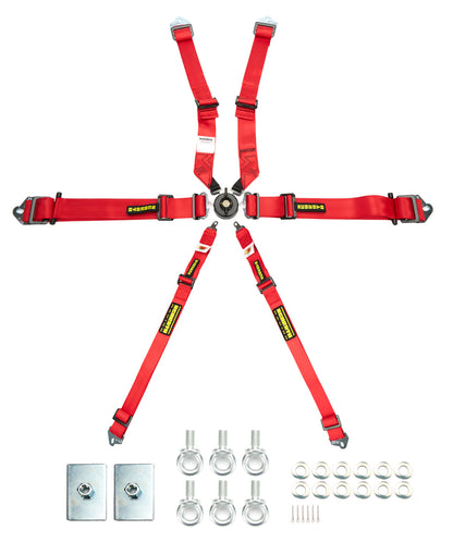 6pt Harness System Flexi Red FIA HANS