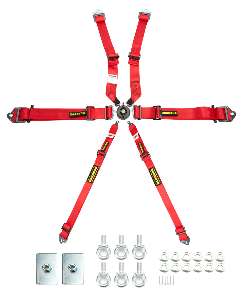 6pt Harness System Flexi Red FIA HANS