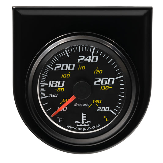 2.0 Dia Water Temp Gauge Black 130-280