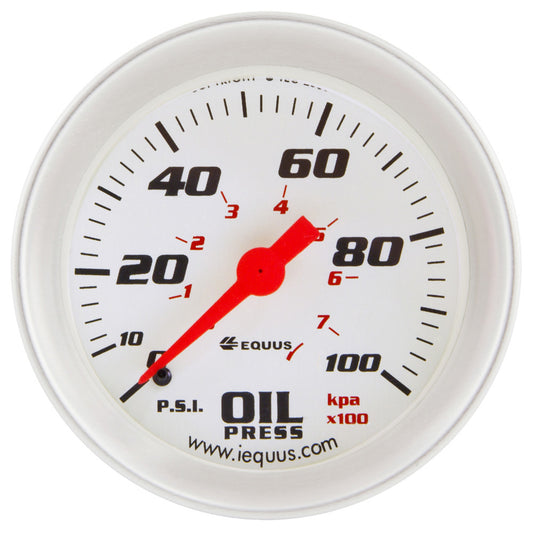2-5/8 Dia Oil Pressure Gauge Silver 0-100psi